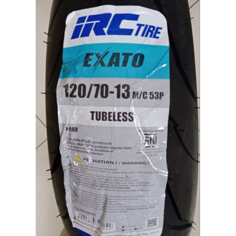 Ban IRC 100% original, Tubeless, ukuran 120/70 13 EXATO nr88 , untuk Nmax
