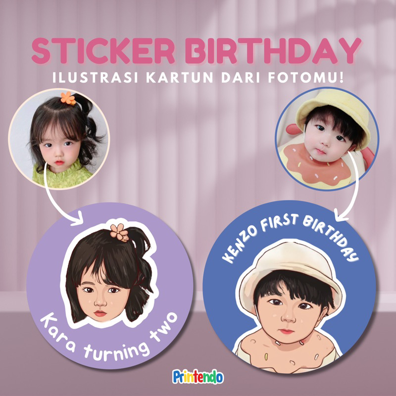 

Sticker Ulang Tahun Anak Stiker Label Souvenir Hampers Birthday Ultah Anak Custom