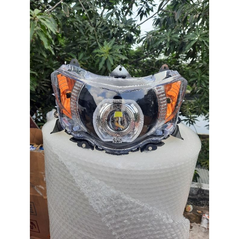 Reflektor Lampu Depan Yamaha Mio Soul GT 115 Xeon GT 125 Custome Smoke Set Lampu Biled projie 2.5 in