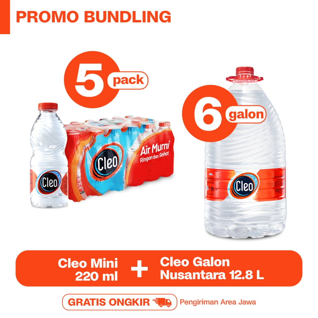 

Paket Hemat Air Murni Cleo 12,8 LT 6 Galon & Cleo Mini 220 3D 5 packs