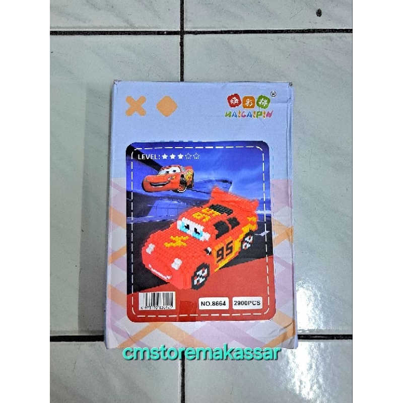 Mainan Balok Susun Anak Lego Ukuran Medium Mobil Cars Lightning McQueen 2900 Pcs Bricks Nano Block P