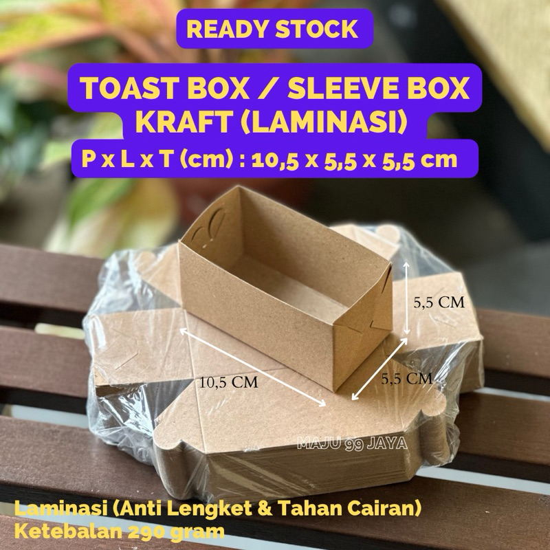 

Toast Tray / Sleeve Box / Toast Box Kraft Cokelat (LAMINASI) Ukuran 10,5 x 5,5 x 5,5 cm Ketebalan 290 gsm | Tray Toast Take Away Box Kemasan Roti Panggang Kue | Box Roti Panggang