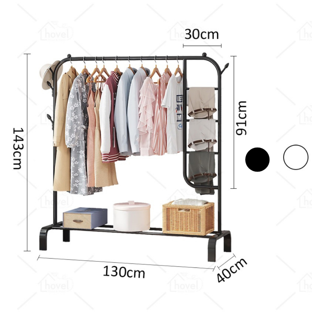 Stand Rak Baju Jilbab Tas Sepatu Full Besi Kuat Hitam Putih Stand Clothes Multifungsi Gawang Baju (B
