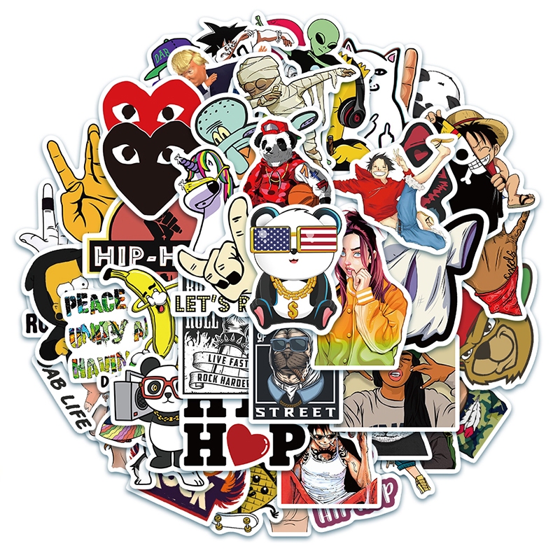 

50 PCS seri Gaya humor hip-hop yang lucu stiker untuk Buku Tempel/Buku Harian/HP/Dekorasi Laptop/Sticker Helm Tahan Air Vinil/Stiker Tablet Ponsel stiker tahan air berperekat