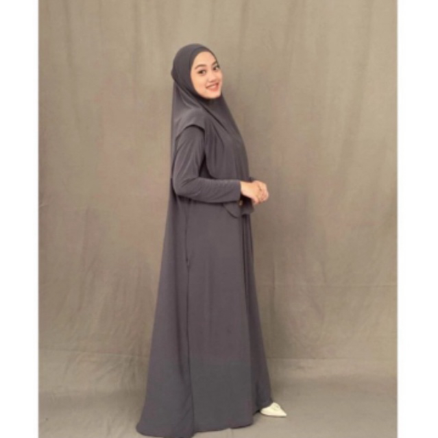 gamis abaya set hijab jersey premium