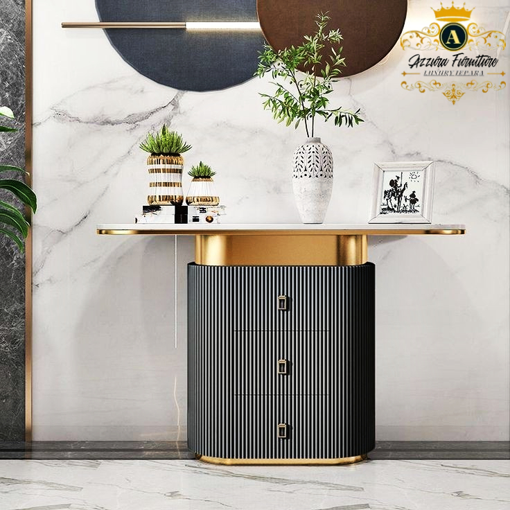 Meja konsol marmer carara meja pajangan minimalis