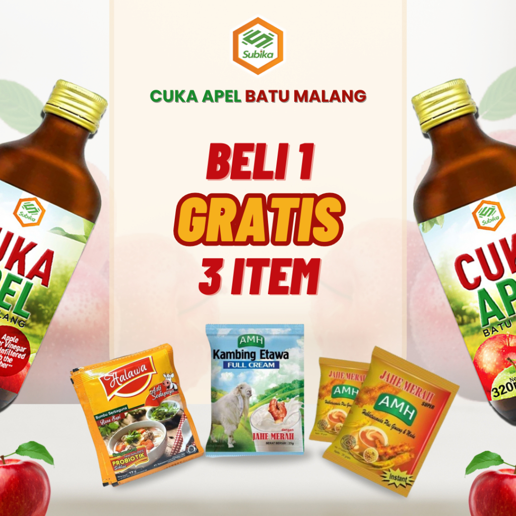 

CUKA APEL BATU MALANG SUBIKA PREMIUM [FREE 3 ITEM] 320ML WITH MOTHER ORIGINAL | ORGANIK SOLUSI PENCERNAAN DAN DIET