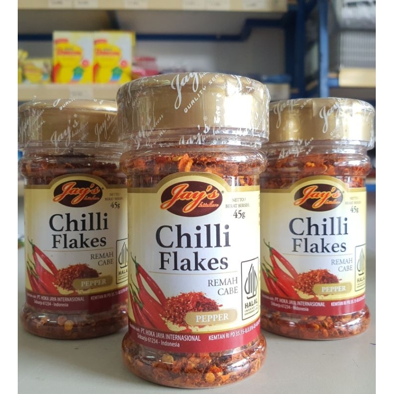 

Jay's Chili Flakes 45Gr / Jay's Bubuk Cabai Kasar / Jay's Remah Cabe