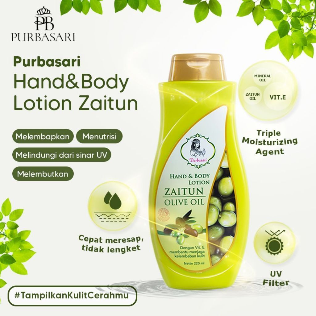 Purbasari Hand & Body Lotion Zaitun 220ml - Lotion Purbasari Zaitun
