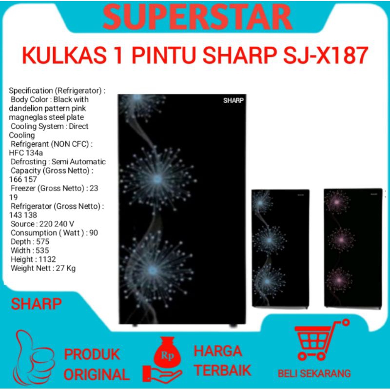 Kulkas /Lemari Es Sharp Sj-x187/SJ X187 Kulkas 1 Pintu