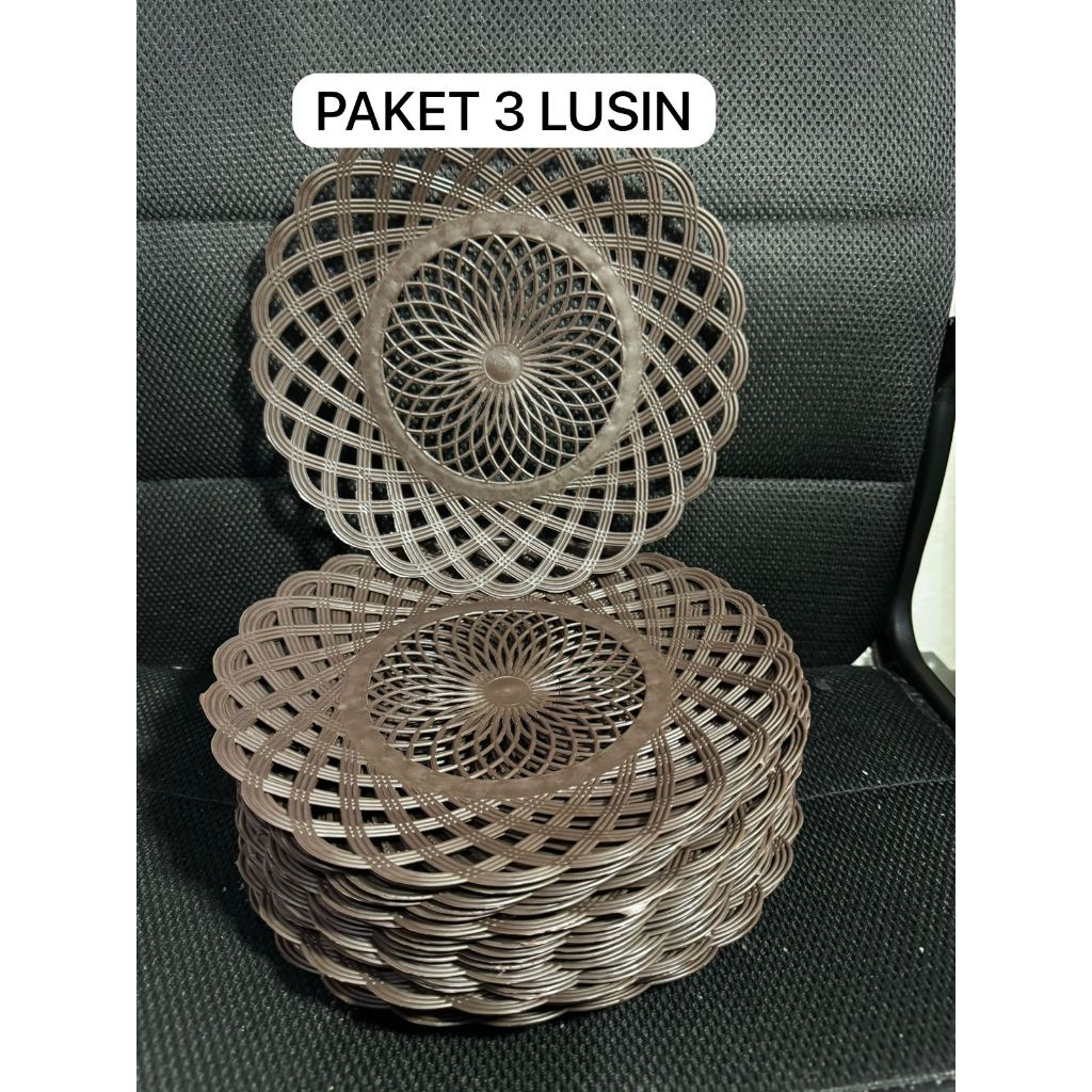 PAKET 3 LUSIN piring rotan / piring anyaman plastik