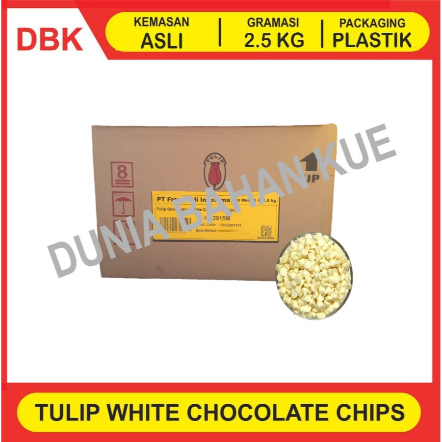 

TULIP CHOCOCHIPS PUTIH - 1 BAG 2.5 KG / WHITE CHOCO CHIPS