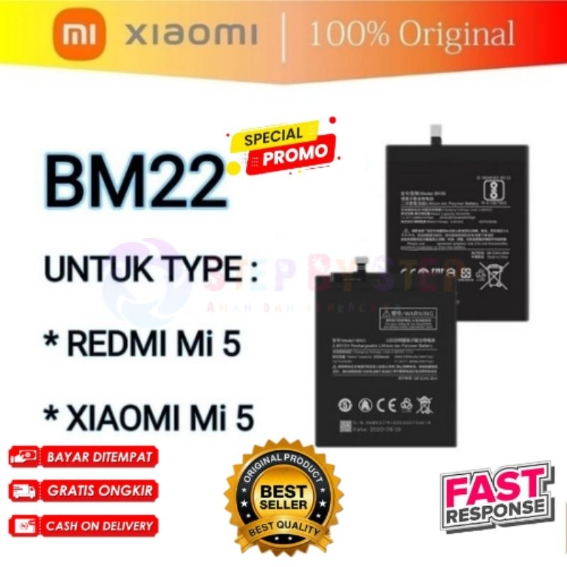 BATERAI XIAOMI ORIGINAL  BERKUALITAS / BATTERAI HP XIAOMI REDMI  MI 5 BM 22 / BATERAI HP XIAOMI REDM