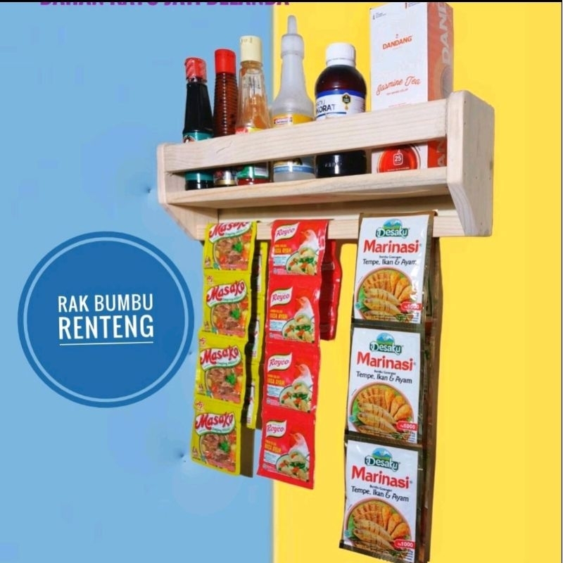 Rak bumbu renteng kayu jati belanda