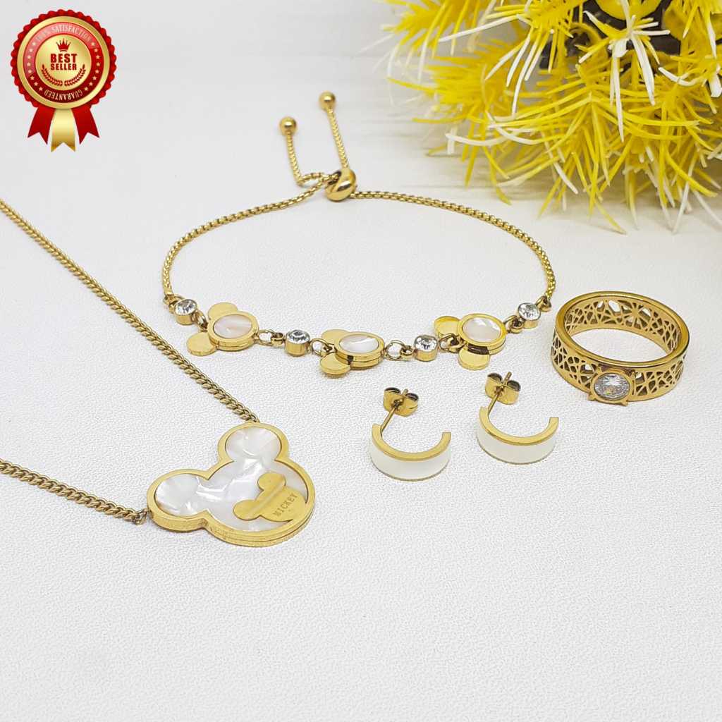 mytitanium-set titanium lapis emas cantik wanita dewasa kwalitas premium anti karat BH31