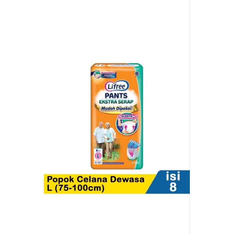 LIFREE PANTS EKSTRA SERAP Ukuran L8 (Popok Dewasa/Lansia)