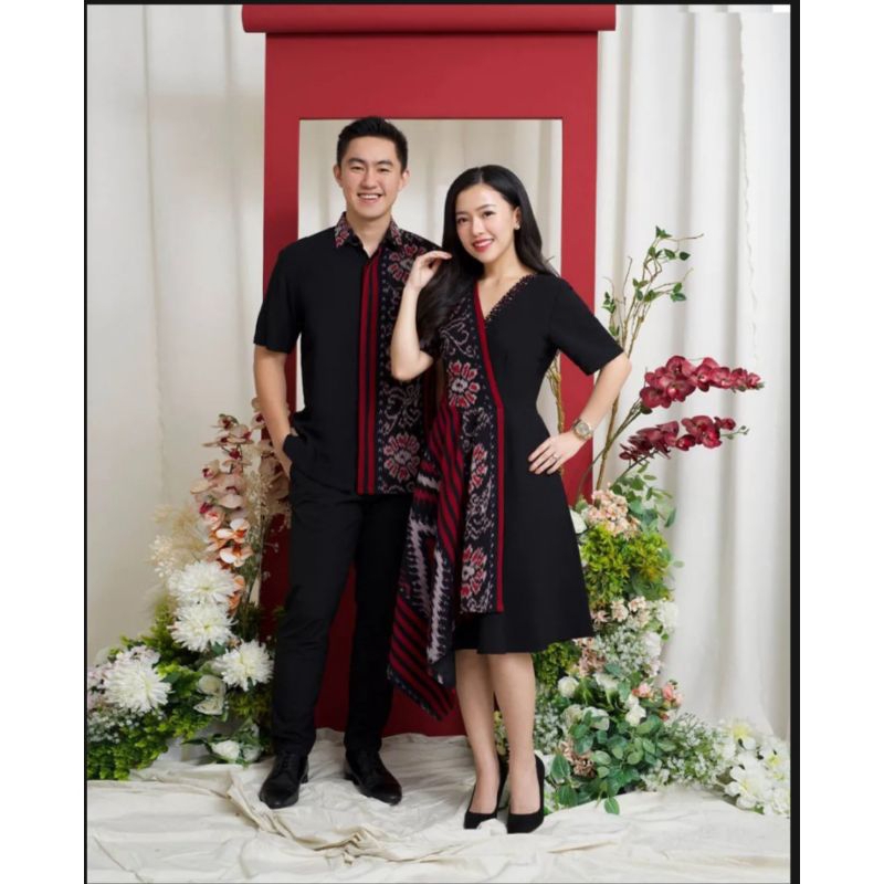 SET COUPLE KEMEJA DRES GAYATRI TENUN, BAJU GEREJA , BAJU SEGALA ACARA