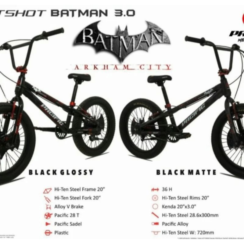 Sepeda BMX 20 inch Pacific Hotshot Batman 3.0 Ban Besar
