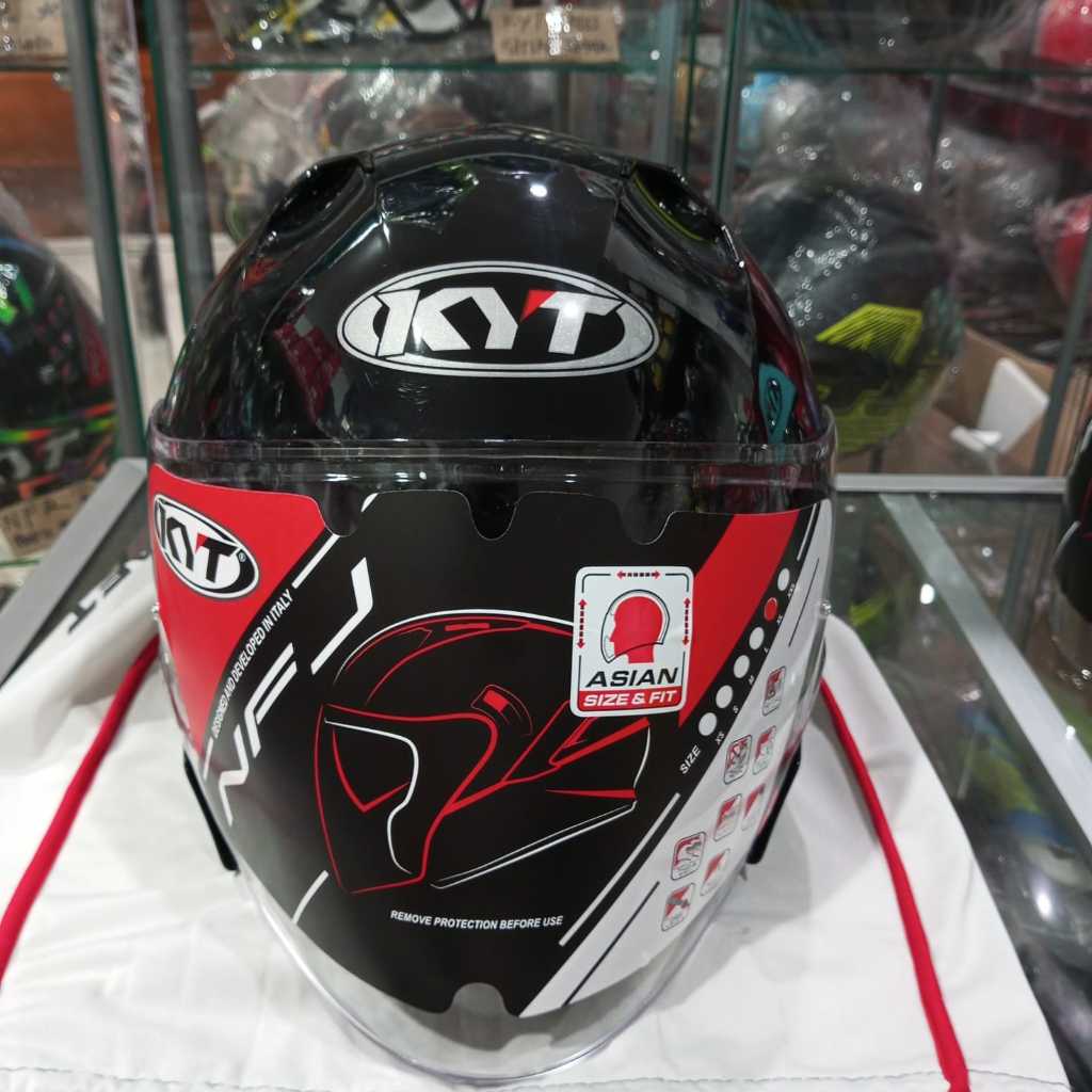 Helm  KYT NFJ Solid Hitam Gloss Original