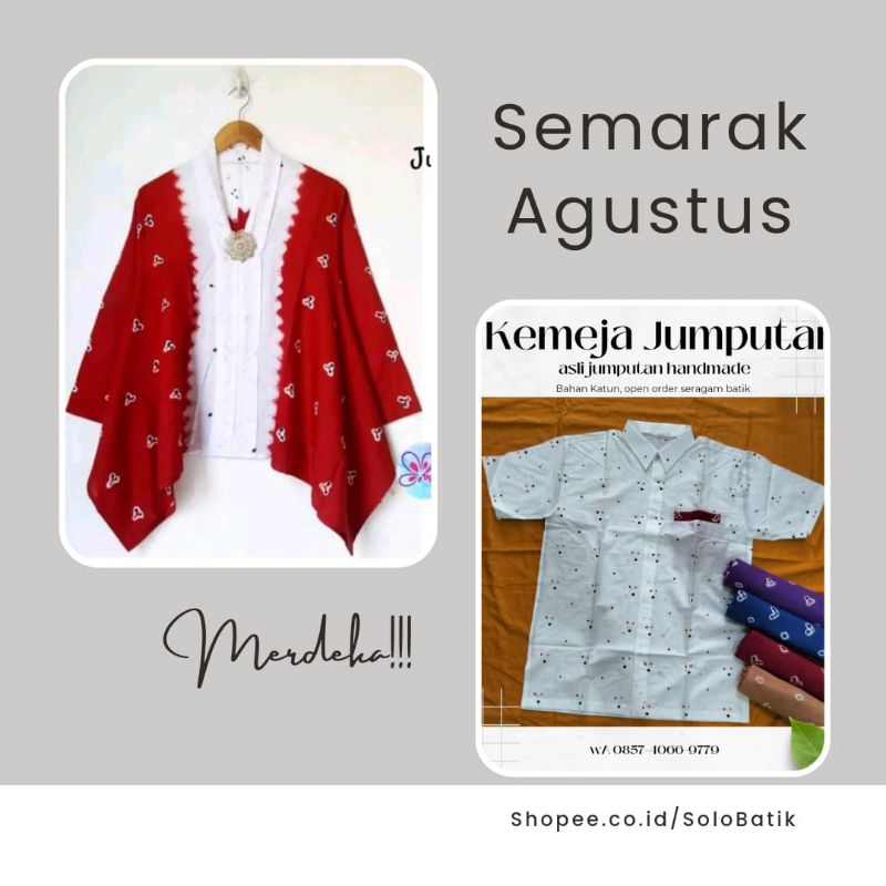 BLUS BATIK MERAH PUTIH JUMPUTAN SOLO