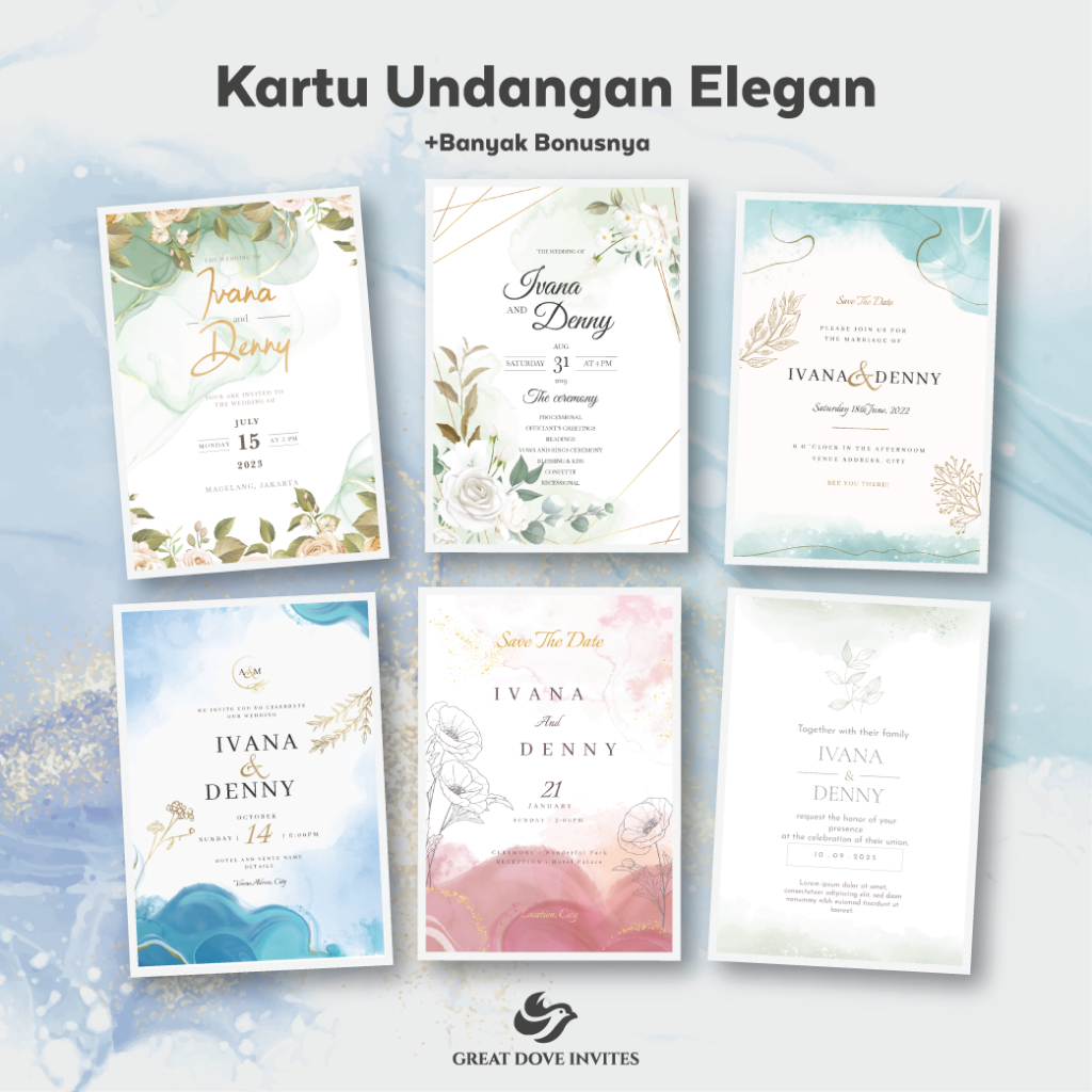 

Surat Kartu Undangan Pernikahan Bahan Jasmine 180 GSM Murah Elegan - Watercolor