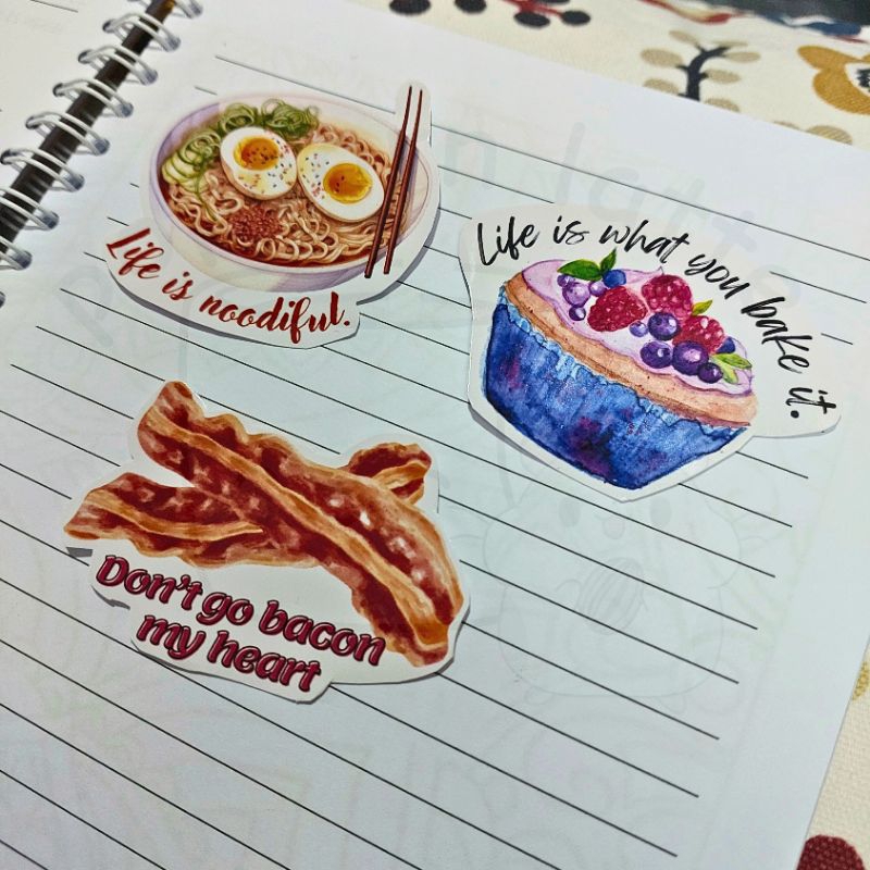 

Cute Food Stickers 1 Set (5pcs)