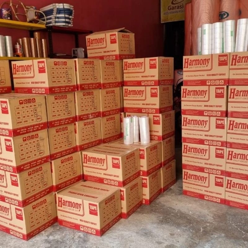 

Lakban Packing 1 Karton 72 pcs Bening / coklat 45mm × 90/100 Yard Harmony Super Kuat dan Rekat