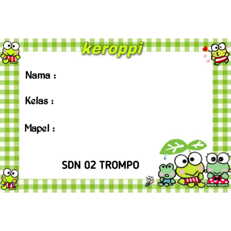 

(ISI 50 PCS) LABEL STICKER BUKU SEKOLAH CUSTOM NAMA MOTIF KEROPPI