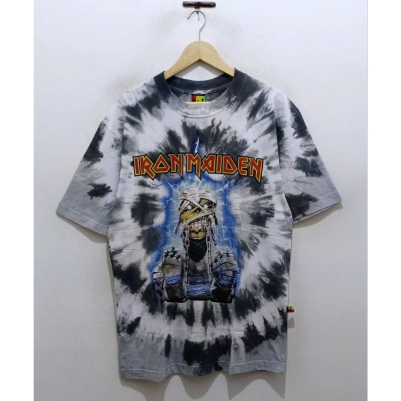 Kaos Baju Iron maiden T-shirt Tie Dye Oversize Vintage Band