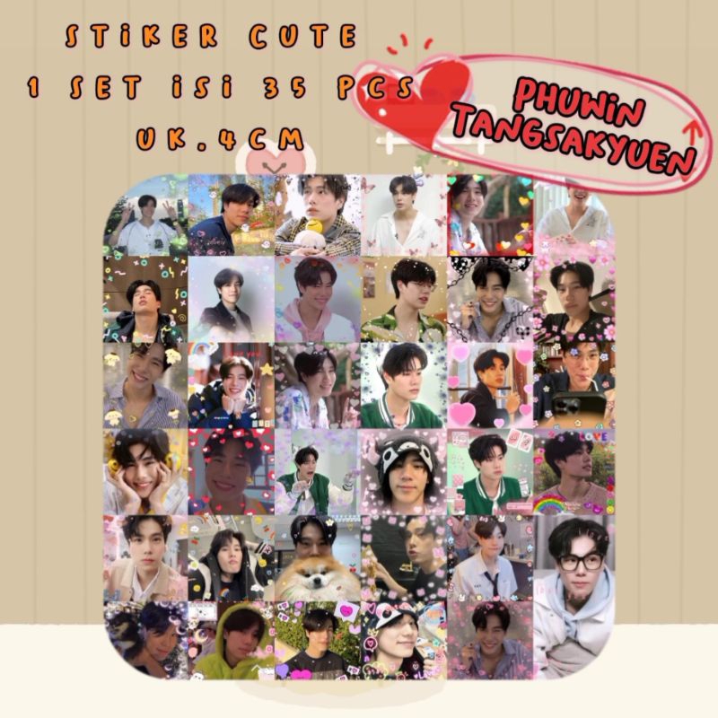 Stiker Cute Phuwin Tangsakyuen  [ Isi 20 - 35 pcs ] / Stiker Phuwin / Ponphuwin / Aktor Thailand / G