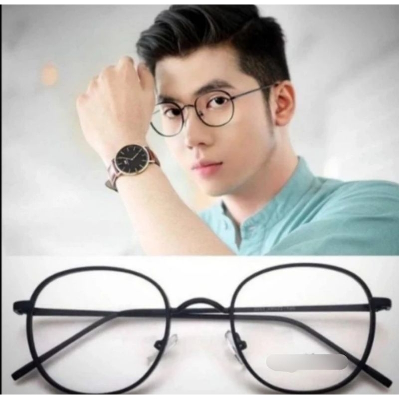 FRAME-KACAMATA (PRIA/LAKI-LAKI-COWOK) MODEL BULAT BESI PAKET LENSA ANTI RADIASI BLUERAY PHOTOCROMIC 