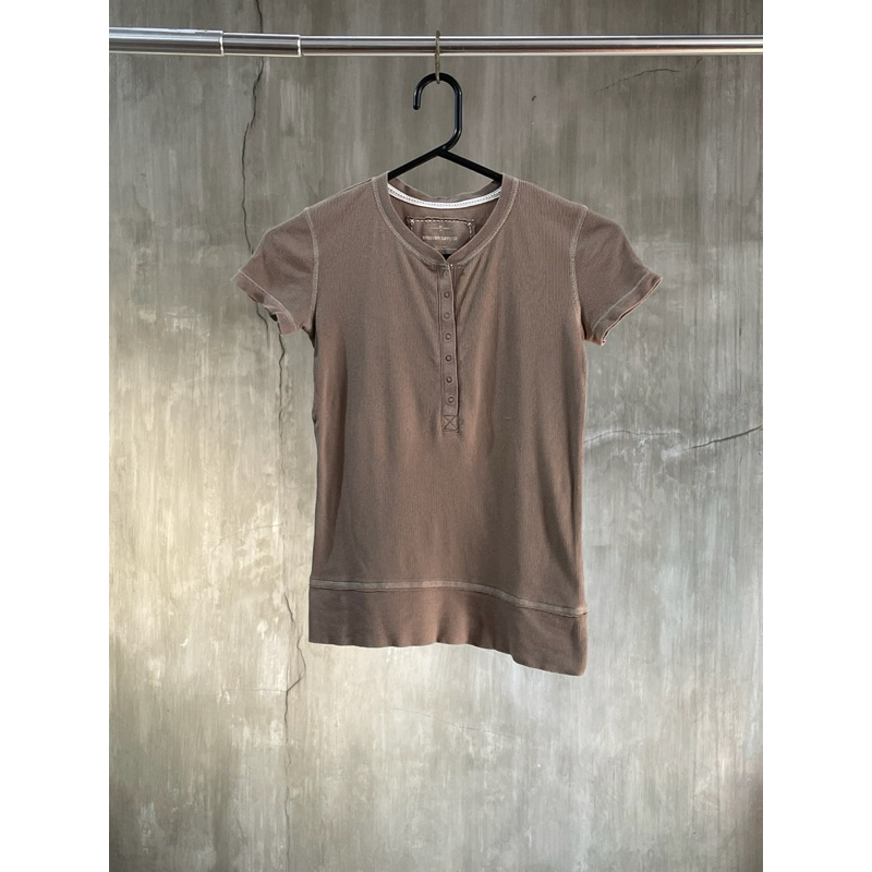 Mossimo Simple Button Brown Latte Top Atasan Casual Kaos