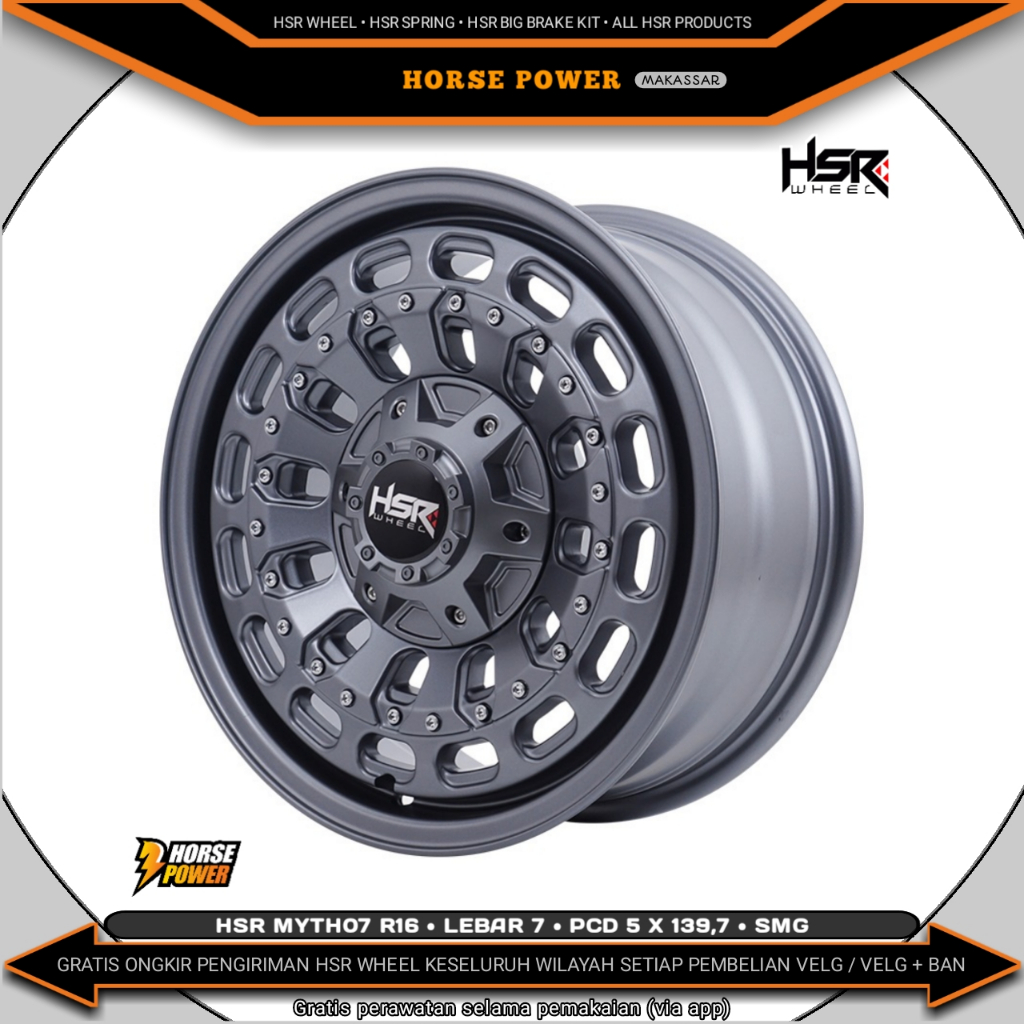 Velg R16 • Mobil 5 Baut Roda • Single Pcd 5 x 139,7 • Hsr Myth07