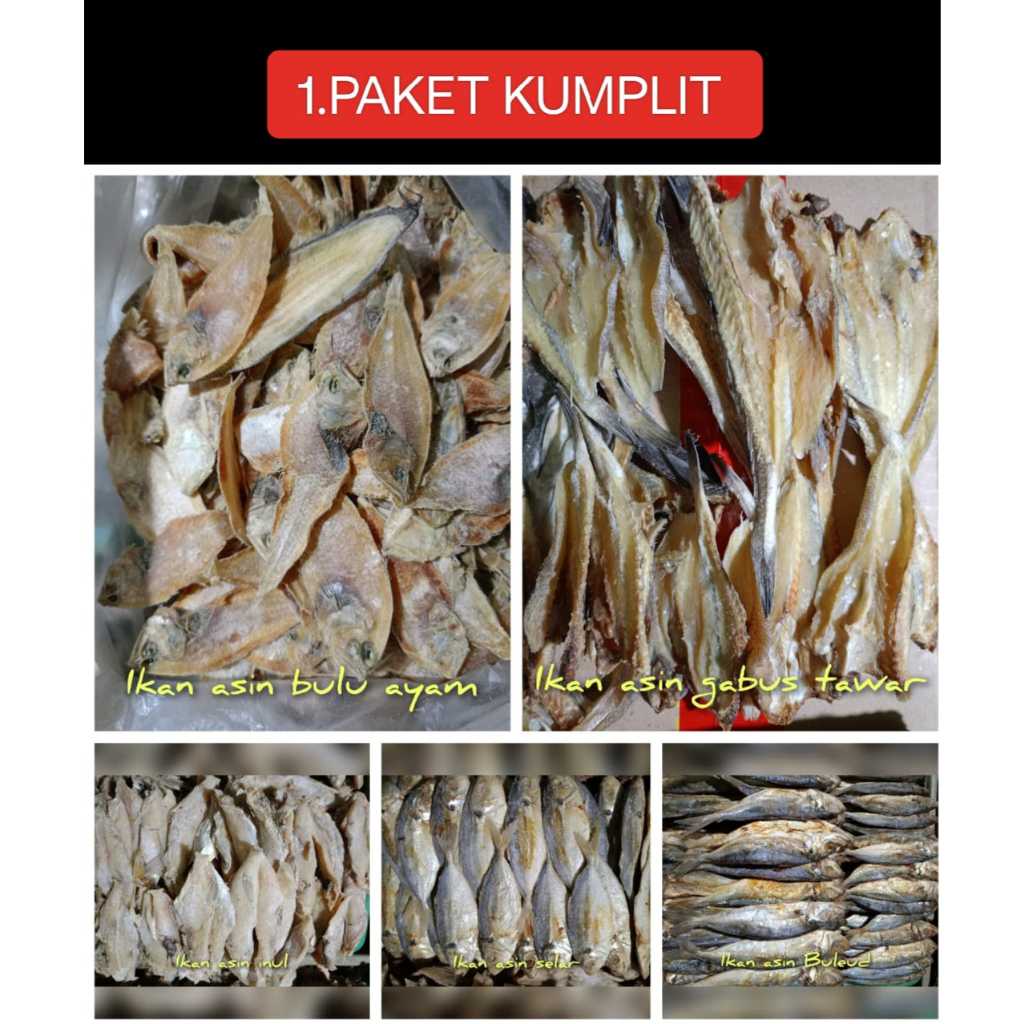 

Paket Komplit Ikan Asin Berbagai Macam Jenis Ikan Sedar dan Asli Termurah