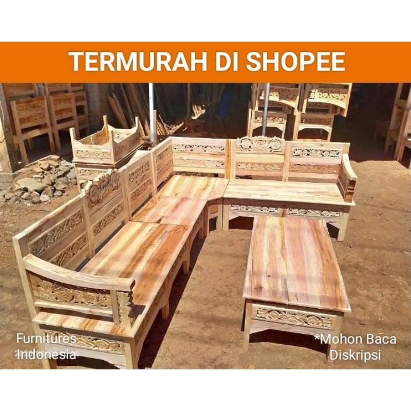 Kursi Tamu Sudut / Kursi Sudut / Kursi Tamu Murah / Kursi Ruang Tamu / Kursi Tamu ukir
