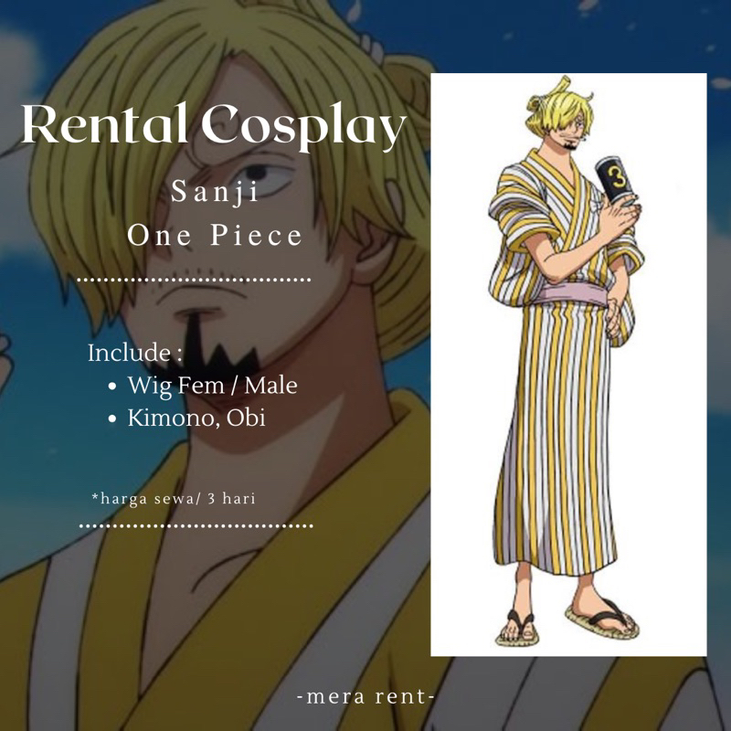 Rental Kostum Cosplay Sanji Wano one Piece