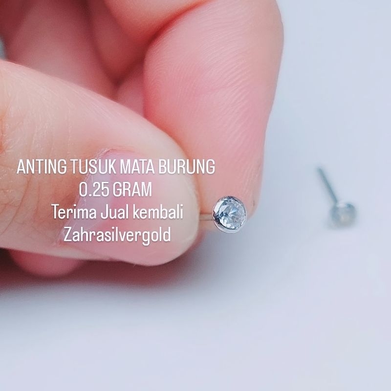 Anting Tusuk Giwang Bayi Perak Asli Silver 925 Berat 0.25 gram Lapis Emas Putih (Terima Jual Kembali