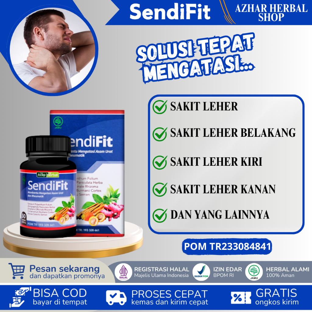 Sendifit Obat Sakit Leher, Obat Leher Tegang Kaku Dan Nyeri, Sakit Leher Belakang, Kiri dan Kanan