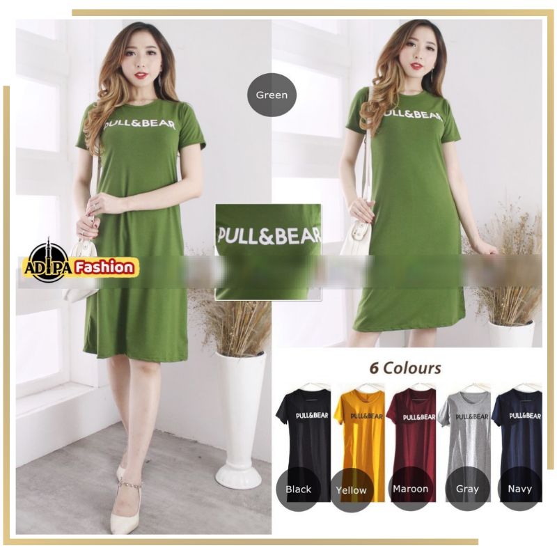 ADIPA - Dress Pull Bear Korean Style Sexy Slim Mini Midi Dress Kaos Casual Mewah Maxi Mavy Daster Sa