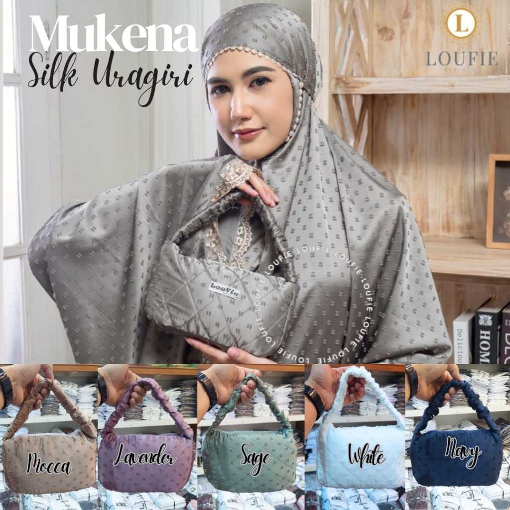 Mukena Wanita Dewasa Premium Bahan Silk Uragiri Mix Renda Original Loufie