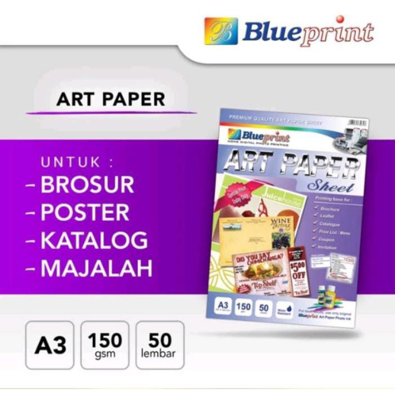 

Kertas Art Paper Blueprint A3 150 Gsm isi 50 Lembar