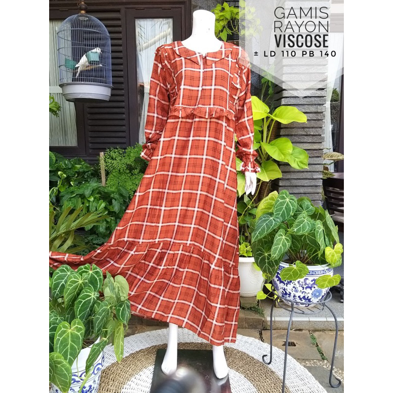 Gamis Rayon Viscose Kotak Motif