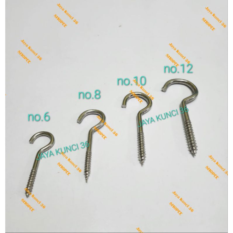 Sekrup Gantungan Buka Skrup Tanda Tanya Screw Hook, #10