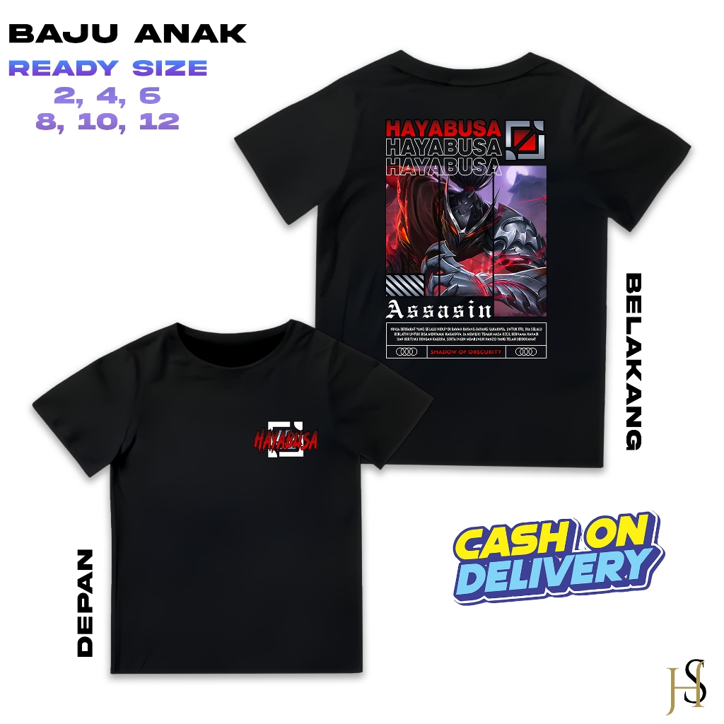 HosinShop - Kaos Hero Mobile Legend - Kaos Anak Atasan Katun Sablon - Kaos Anak Hero ML - Kaos Hero 