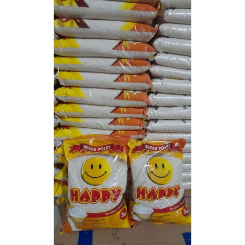 

beras happy beras poles kwalitas terjamin/kemasan 5kg