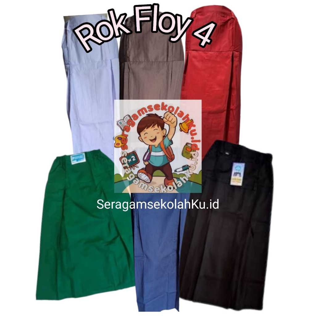 Seragam Rok Mexi Wiru Floy 4 warna merah hitam coklat hijau abu navy putih SD SMP SMA