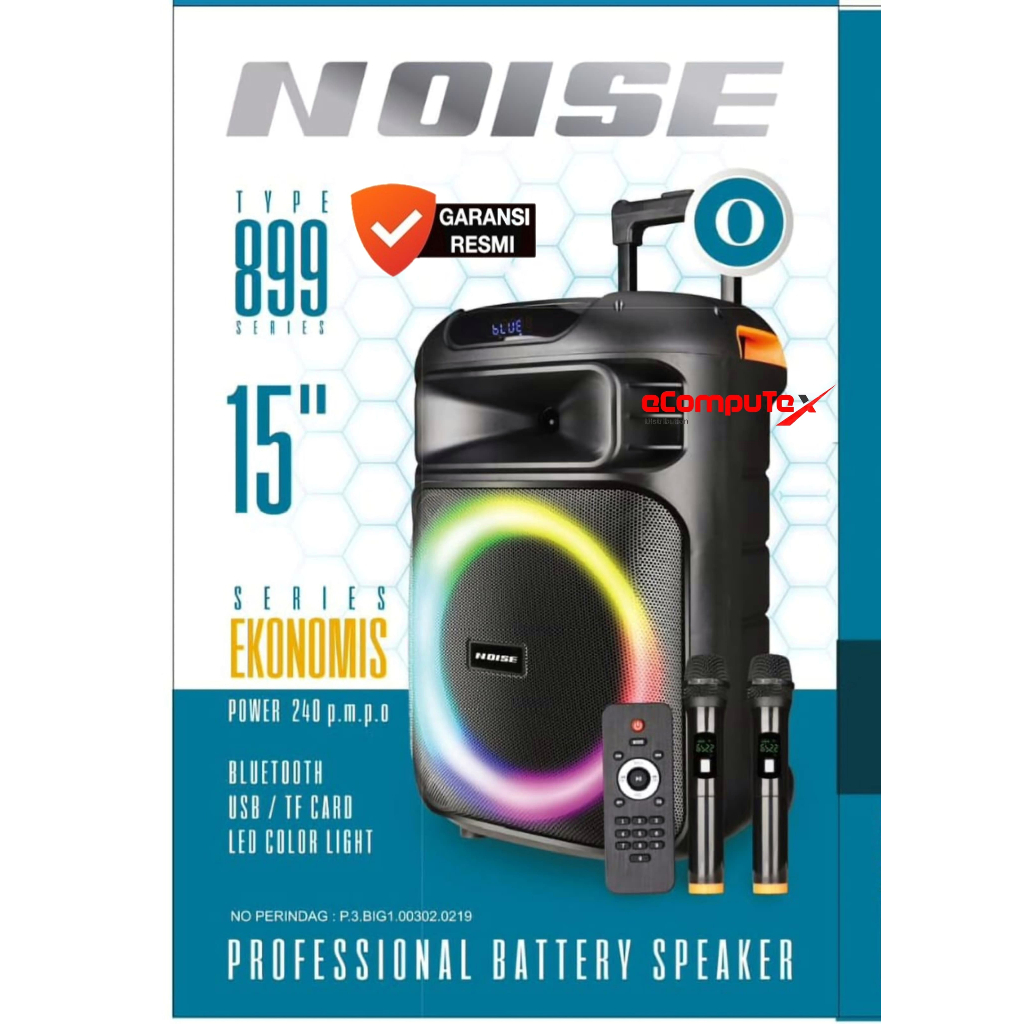 SPEAKER GMC NOISE 899 O PORTABLE 15" WIRELESS MIC 2 ORIGINAL 15 INCH BLUETOOTH-GARANSI RESMI...