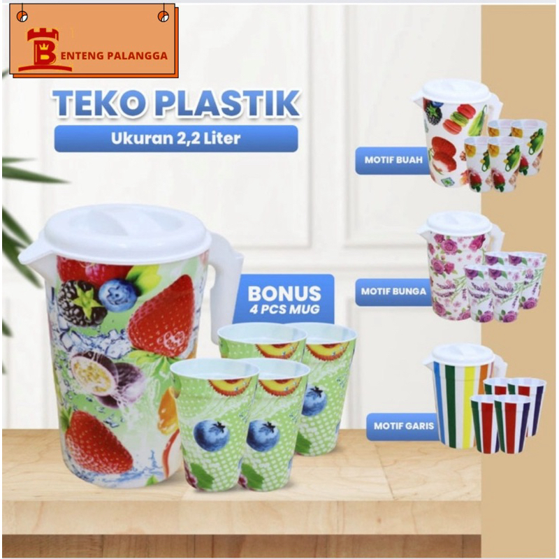 Teko Set Plastik 5in1 /Teko serbaguna/ Teko dan Gelas BPA FREE
