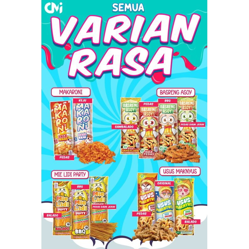 

Paket Super Basreng, Mie Lidi, Usus, Makaroni 12 Varian