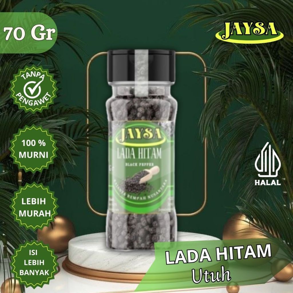 

JAYSA - Bumbu Dapur Murah / Lada Hitam 70 gr / 100 % Asli Lada Hitam Kualitas Super / Whole Black Pepper / Merica Hitam Butiran / Biji Lada Hitam / Lada Hitam Kasar / Bumbu Instan / Bumbu Masak / Bumbu Murah